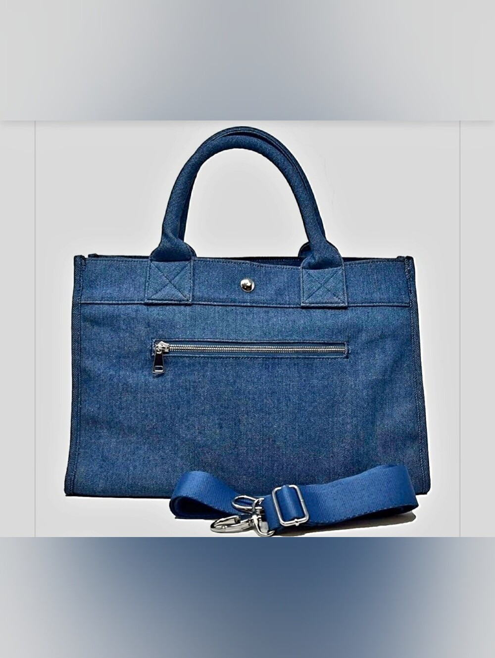 Clara NYDenim-Style Blue Tote Bag - Picture 2 of 9